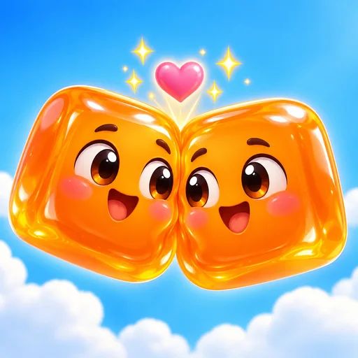 Twinblox app icon: two orange jelly cubes